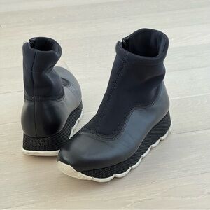 Prada Sport Linea Rossa Leather And Neoprene Women’s Ankle Boots - Size 37 6.5